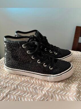 Balera Black Sequin Dance Sneakers Sz 4 youth